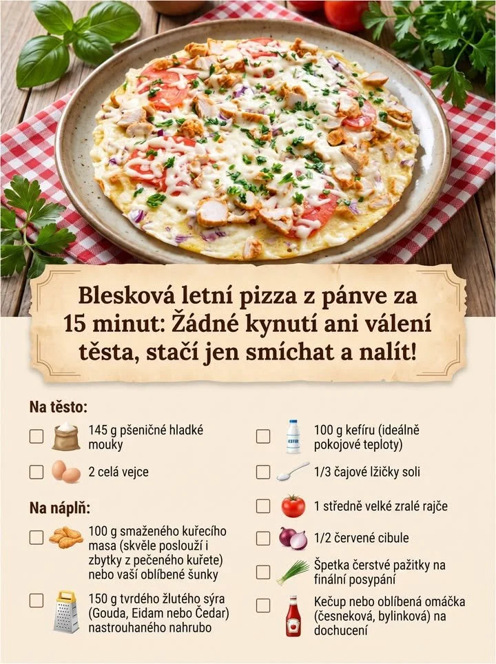Blesková pizza z pánve hotová za 15 minut s čerstvými ingrediencemi