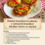 Bohaté bramborové placky s různými přílohami na talíři