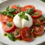 Burrata v salátech s čerstvou zeleninou a bylinkami