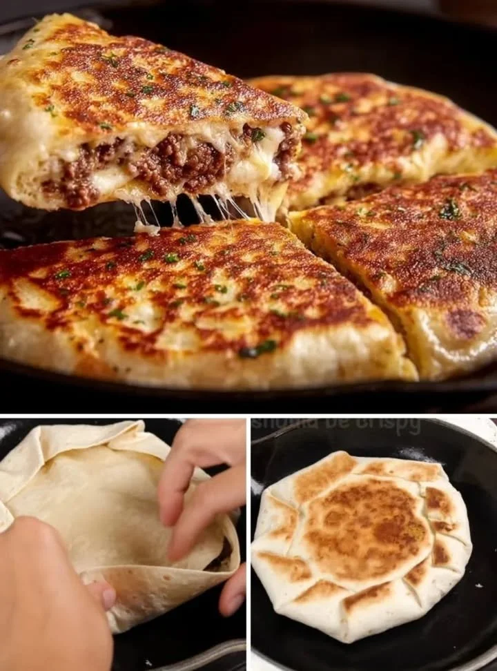 Burrito z mletého masa a tortilly na talíři