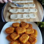 Domácí krokety připravené ze směsi brambor a bylinek
