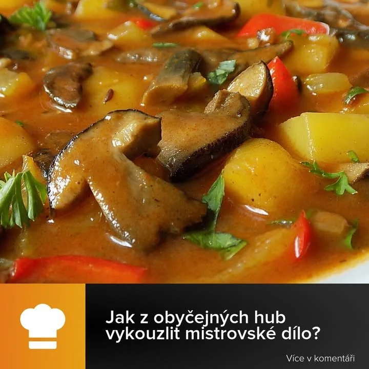 Talíř s dokonale dušenými houbami, které vypadají chutně a apetitně.