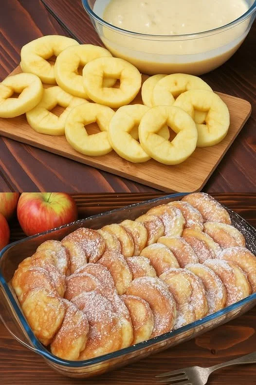 Jablečné jogurtové palačinky s jablky a jogurtem na talíři