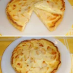Jablečný koláč ve stylu quiche se zlatavou kůrkou a šťavnatými jablky
