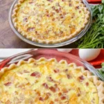 Jednoduchý šunkový tart se sýrem Gruyère na talíři