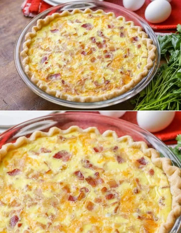 Jednoduchý šunkový tart se sýrem Gruyère na talíři
