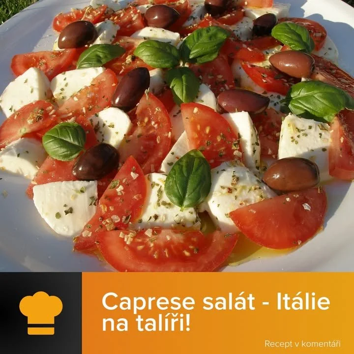 Tradiční Kaprezský salát s rajčaty a mozzarellou
