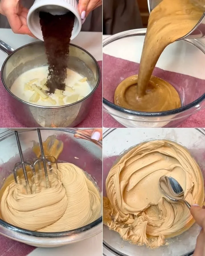 Kávová ganache na dezertu s kávovými zrnky