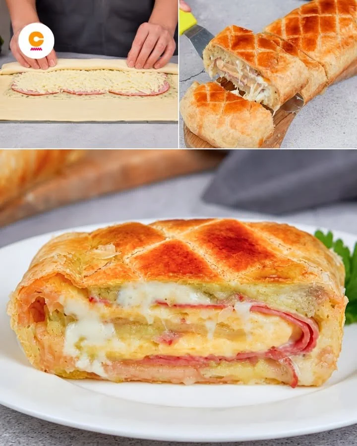 Křupavé listové těsto s bramborovou náplní na talíři