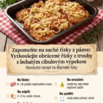 Obrácené řízky z trouby s cibulovým výpekem na talíři