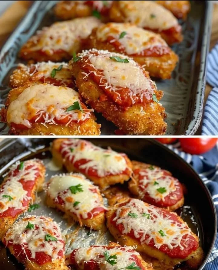 Křupavé kuřecí řízky Poulet milanais na talíři s bylinkami