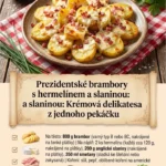 Prezidentské brambory s hermelínem a slaninou na talíři
