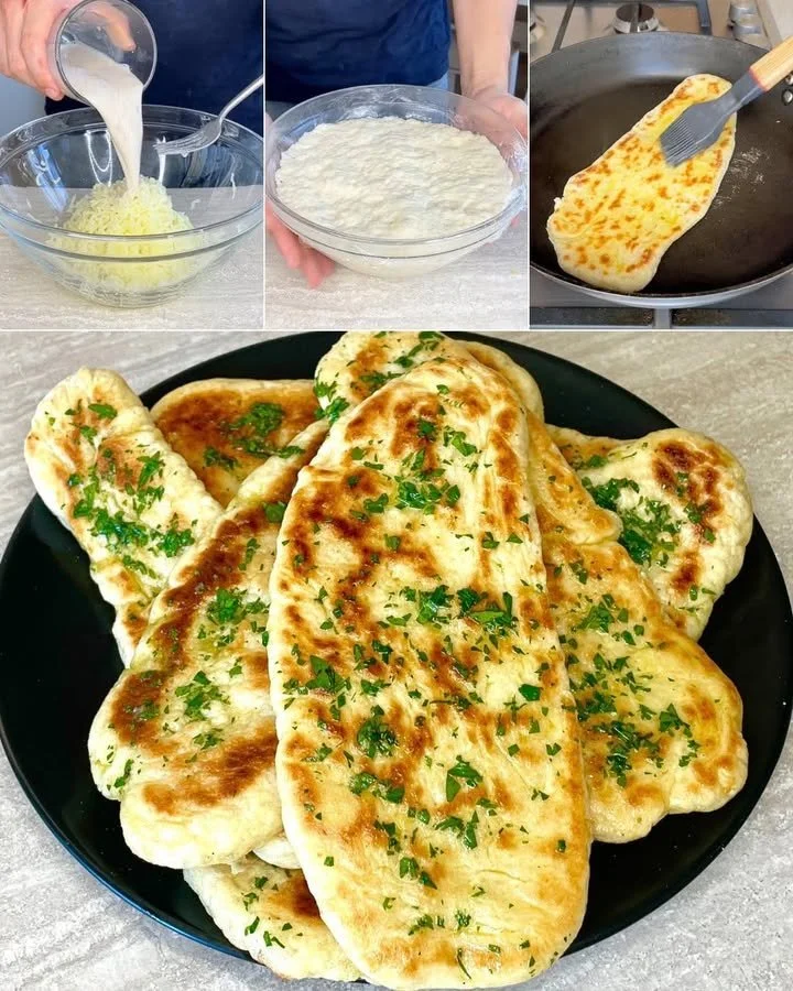 Recept na rychlý chléb s ingrediencemi a hotovým pečivem.