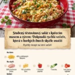 Studený těstovinový salát s kuřecím masem a sýrem